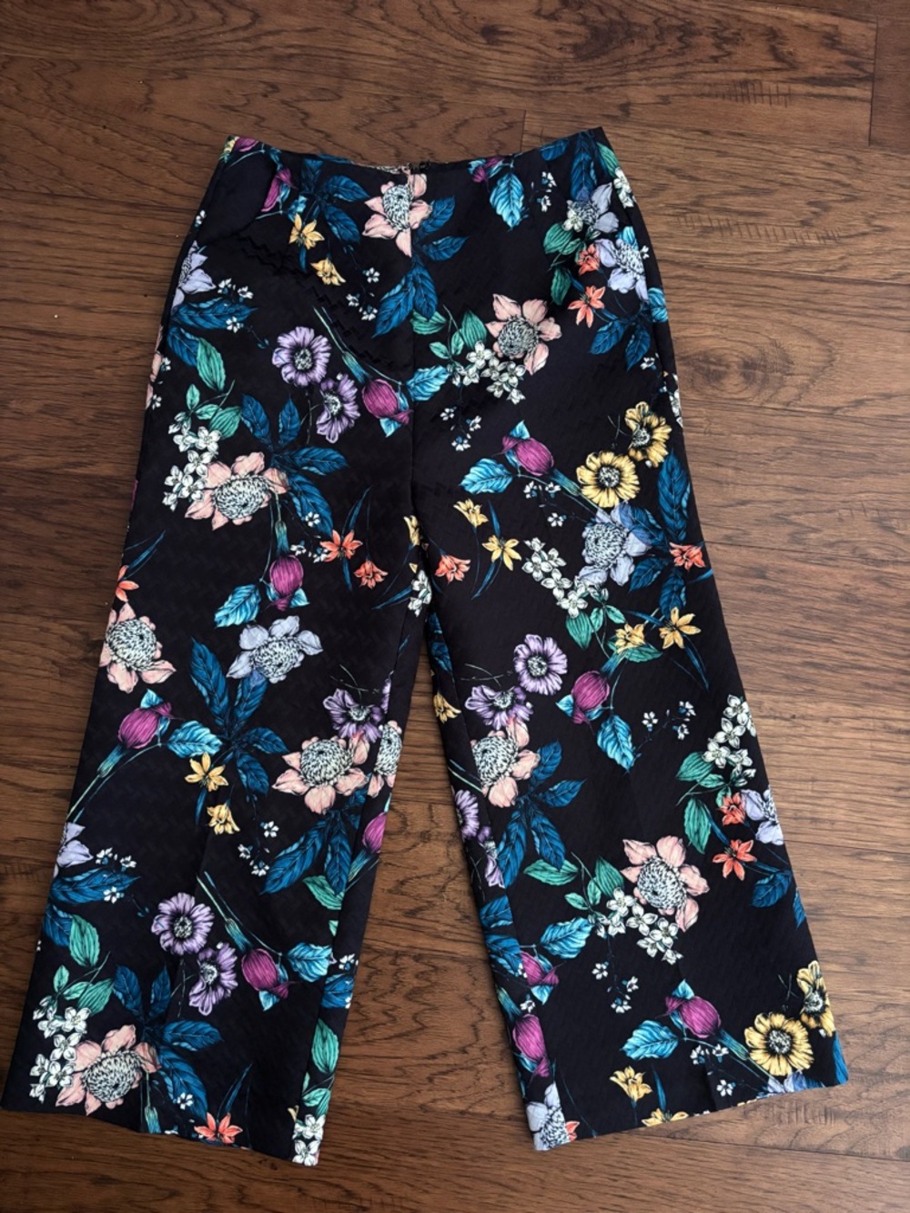 Girls' Floral Wide-Leg Pants - Black Multi